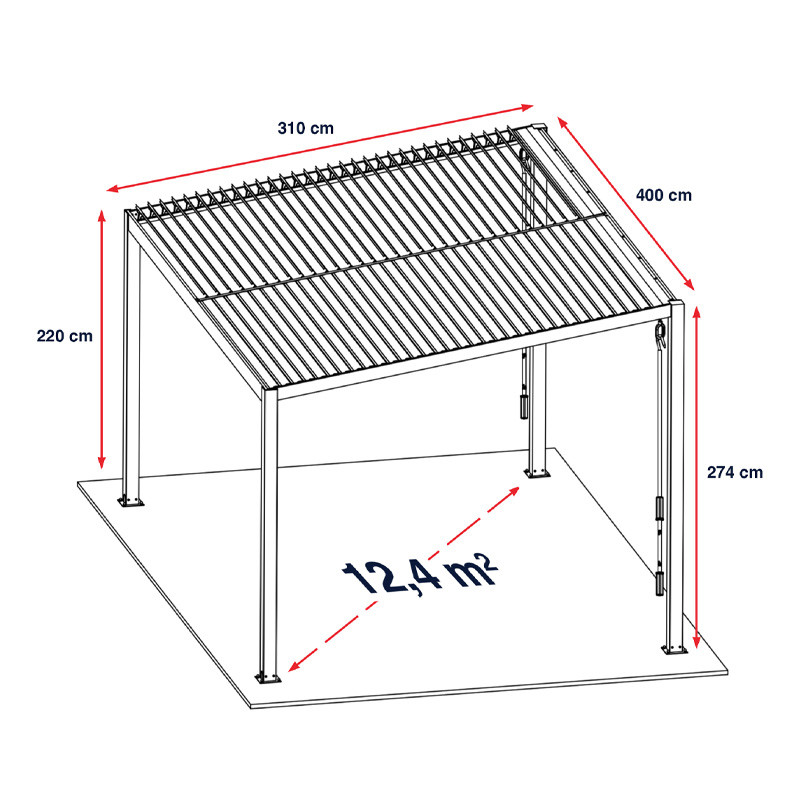 DCB - Pergola Bioclimatique + Lame orientable Tramonto - 400x310cm - Gris anthracite