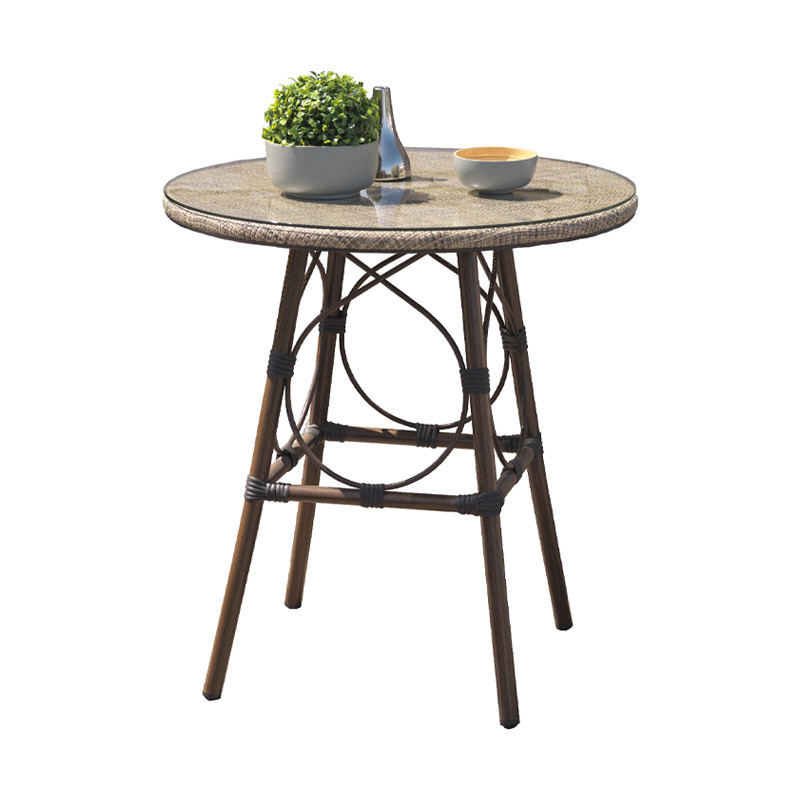DCB - Table ronde de jardin Ushuaia - Ø 70 cm - Alu et Textilene - Lin