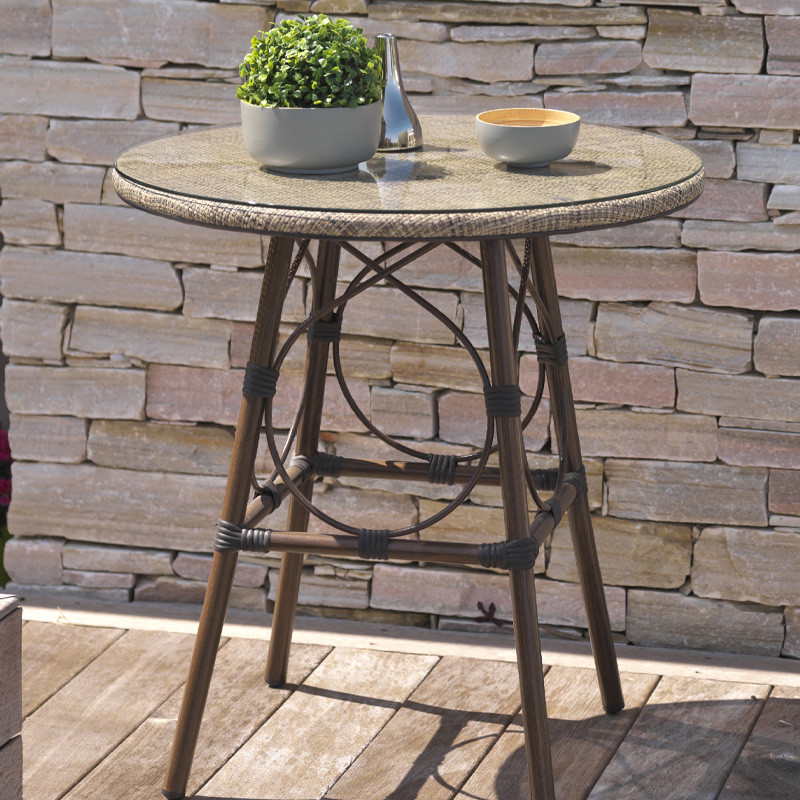 DCB - Table ronde de jardin Ushuaia - Ø 70 cm - Alu et Textilene - Lin