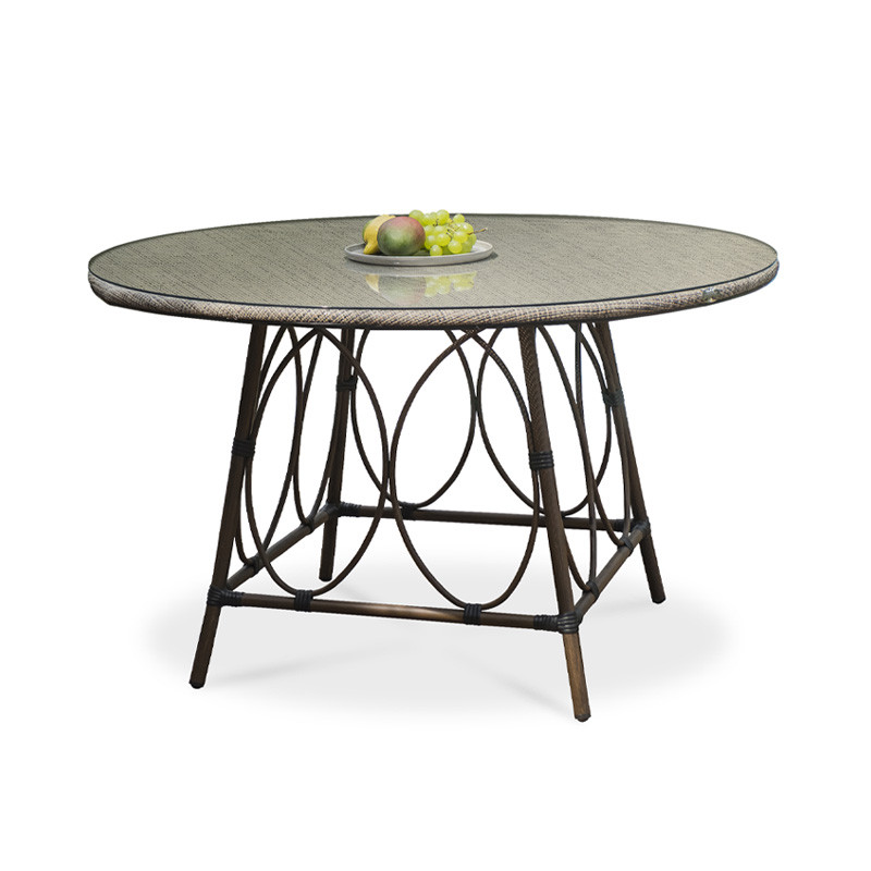 DCB - Table ronde de jardin Ushuaia - Ø 125 cm - Alu et Textilene - Lin