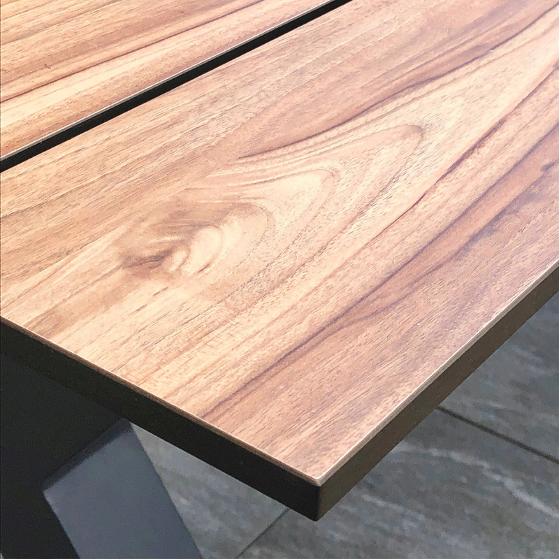 GARDEN TABLE+ BENCHES VANCOUVER (210X174CM) ALU/HPL EFF. WOOD G.ANTH