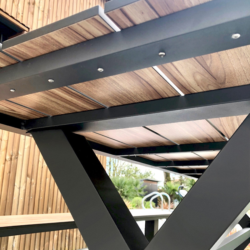 GARDEN TABLE+ BENCHES VANCOUVER (210X174CM) ALU/HPL EFF. WOOD G.ANTH