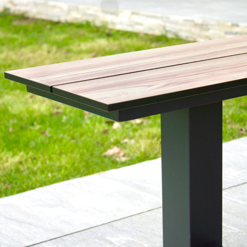 GARDEN TABLE+ BENCHES VANCOUVER (210X174CM) ALU/HPL EFF. WOOD G.ANTH