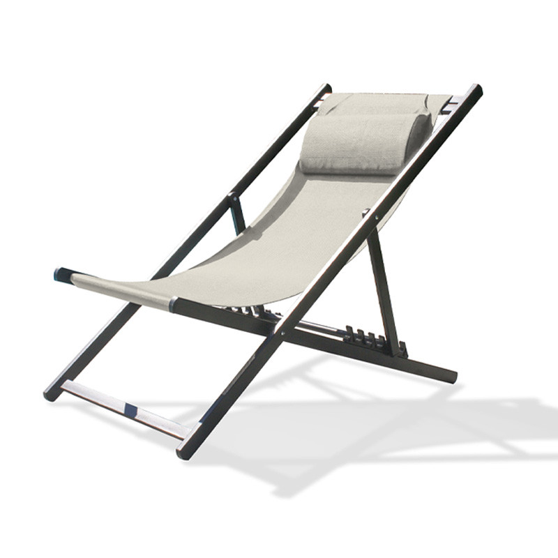 DCB - Chilienne de jardin pliante Julia - Textilène et Alu - Gris anthracite