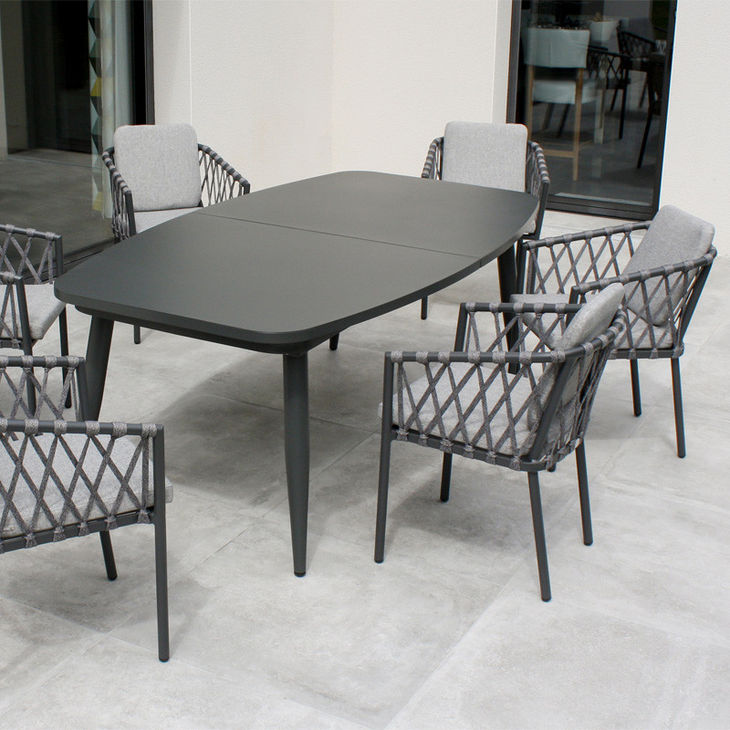 PILAT EXTENSIBLE GARDEN TABLE (200/260X110 CM) IN ALUMINUM - GREY ANTH