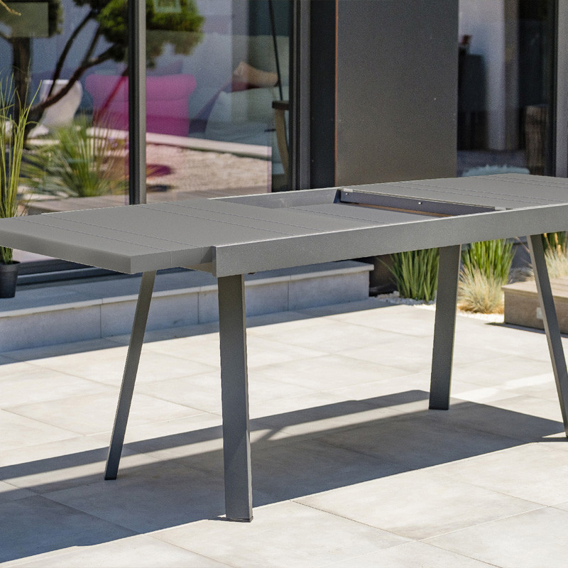 DCB - Table de jardin + rallonge Stockholm - 150/225x96cm - Alu - Gris anthracite