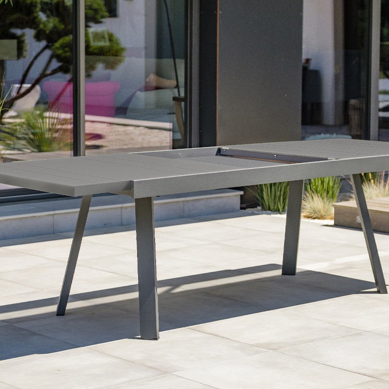 DCB - Table de jardin + rallonge Stockholm - 200/300x96cm - Alu - Gris anthracite