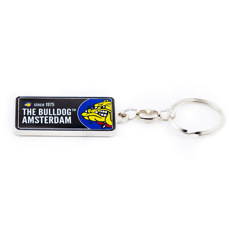 The Bulldog Amsterdam - Schwarzes Metallschild mit Schlüsselanhänger