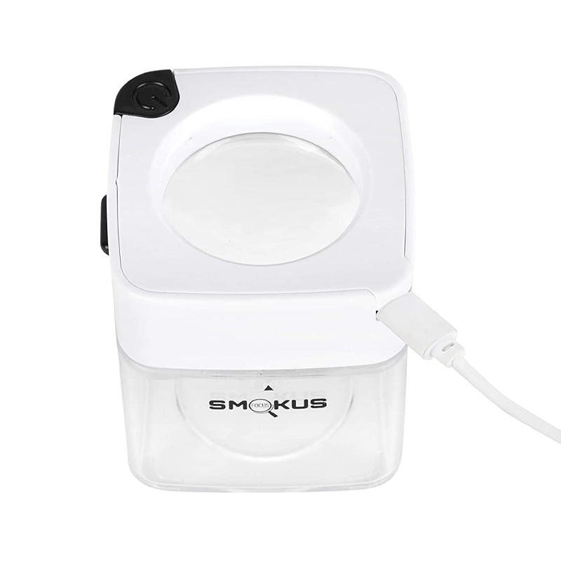 Smokus Focus - Comet infinity white - Luftdichter Topf mit Lupe