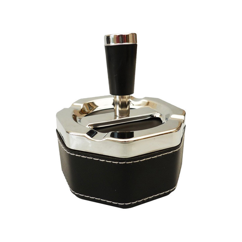 Octagonal push-button ashtray