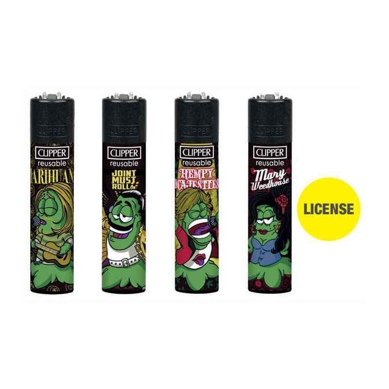 Set of 4 refillable flint lighters - Hemp+ Rock + BW - Clipper