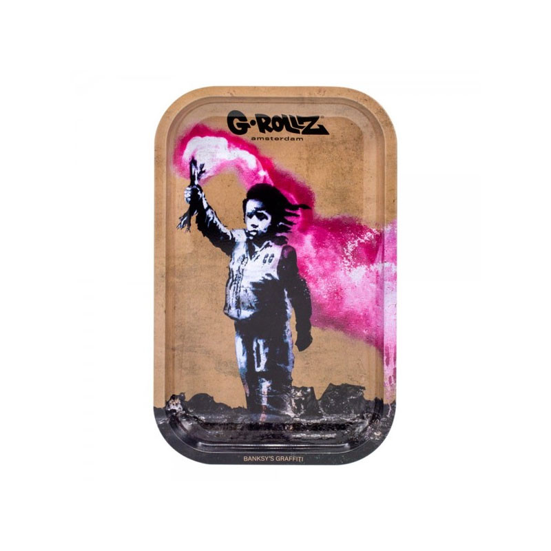 G-rollz - Plateau design métal - Médium - Banksy's Torch Boy - 27,5x17,5cm