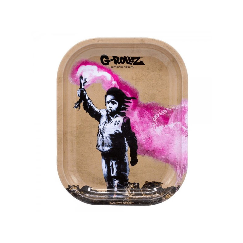 G-rollz - Plateau design métal - Small - Banksy's Torch Boy - 14x18cm