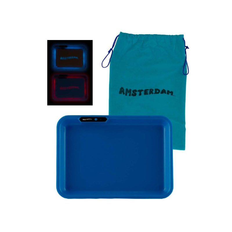 AMSTERDAM | PLATEAU LED BLUE L:26CM W:21CM AVEC SAC AMSTERDAM