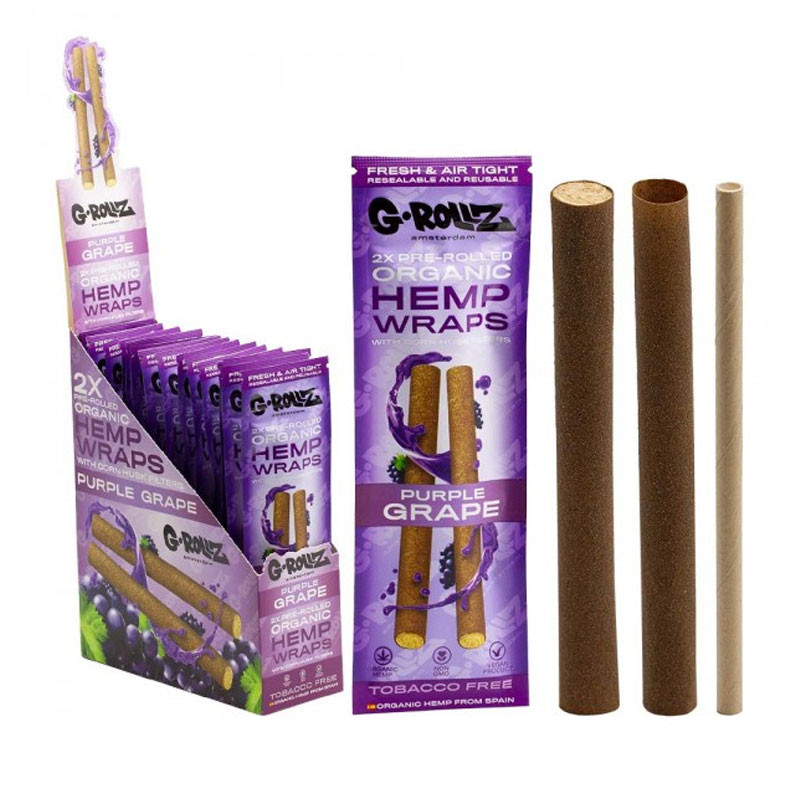 G-Rollz - Feuilles à base de chanvre pré-roulées - Purple Grappe 2X