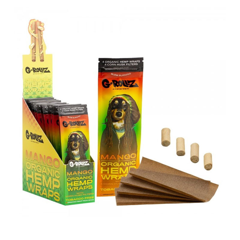 G-Rollz - Feuilles à base de chanvre - Mango - 4X + Corn Husk tips reggae