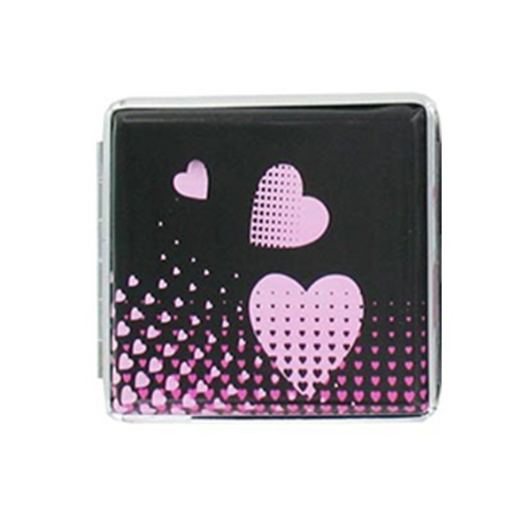 Etui A 20 Cigarettes 85Mm Alu - Coeur Rose Fond Noir