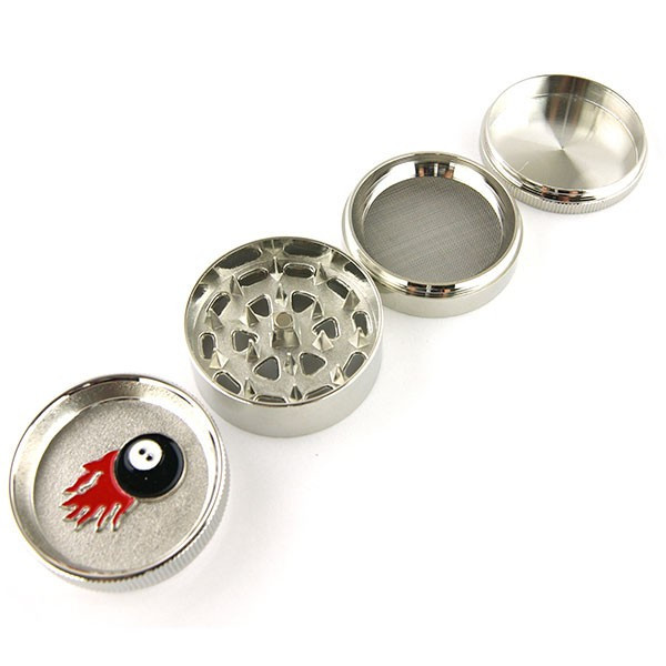 GRINDER ALU 4 PARTS DIAM 52 - BOULE BILLARD ENFLAMMEE