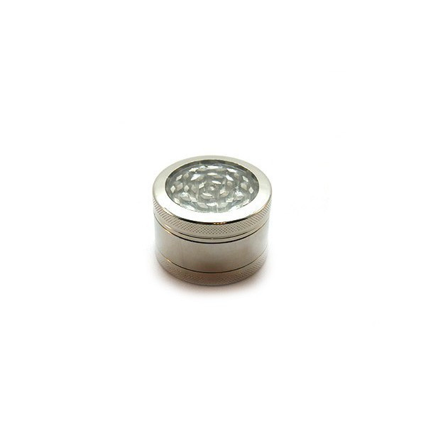 Mühle 3 Teile Alu / transluzenter Deckel Durchmesser 55 mm kleines Modell