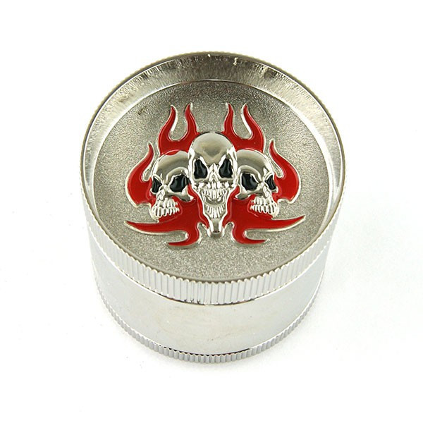 GRINDER ALU 4 PARTS DIAM 52 - TETE DE MORT ENFLAMMEE