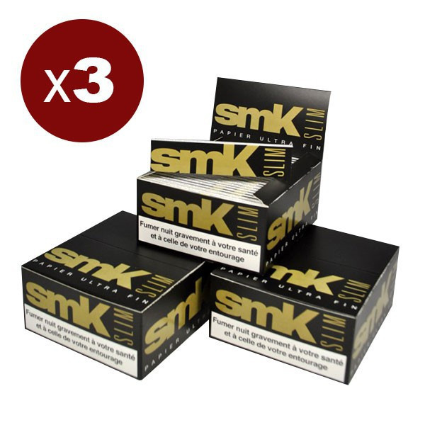 SMK - Lot de 3 Bte de 50 carnets Smk de 33 Feuilles King Size Slim