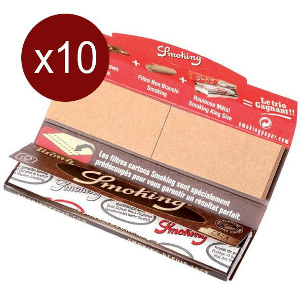 Smoking - Lot de 10 Carnet de 33 Feuilles+Cartons Brown King Size