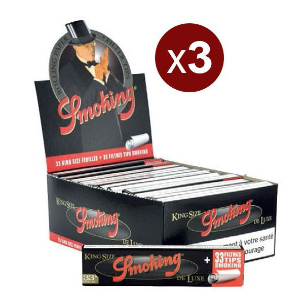 Smoking - 3 Bte de 24 carnets de 33 Feuilles+Cartons deluxe King Size
