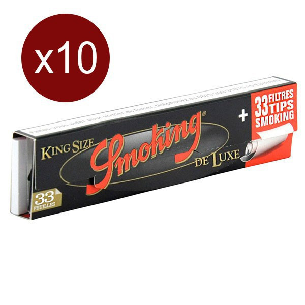 Smoking - Lot de 10 Carnet de 33 Feuilles+Cartons deluxe King Size