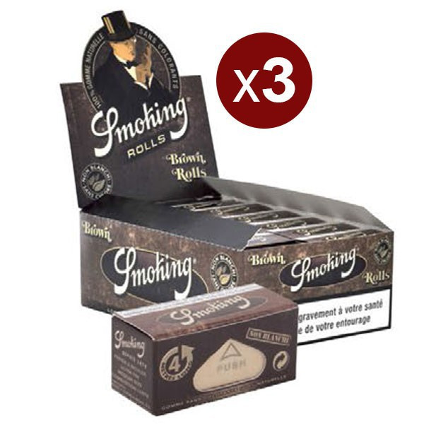 Smoking - Lot 3 Btes de 24 Rlx de Feuilles Rolls Brown (Rlx de 4 M)