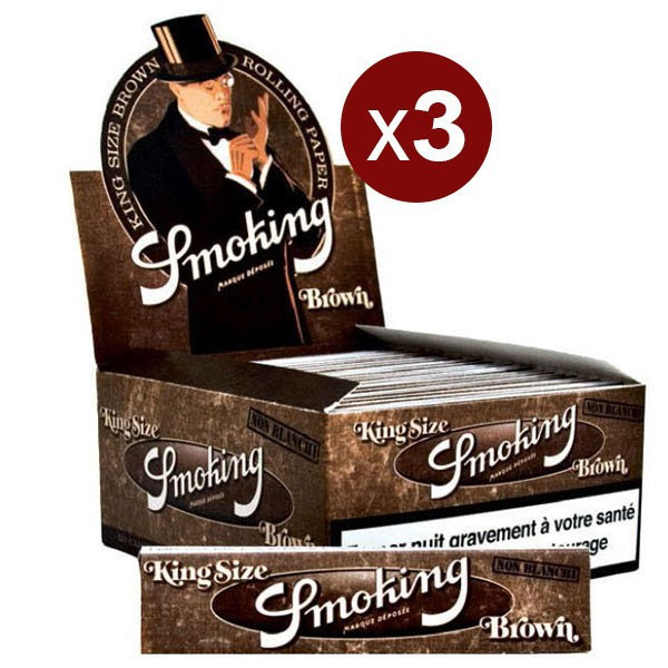 Smoking - Lot de 3 Bte de 50 Carnet Smoking de 33 Feuilles Slim Brown