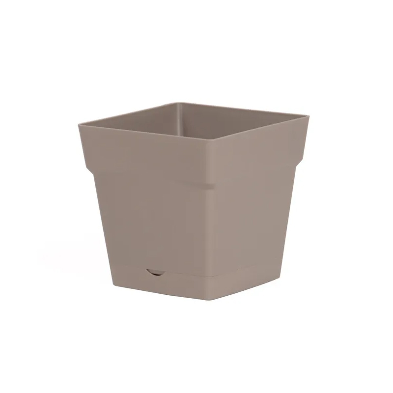 EDA - Pot carré Toscane avec réserve d'eau 3,4L - 18x18cm taupe