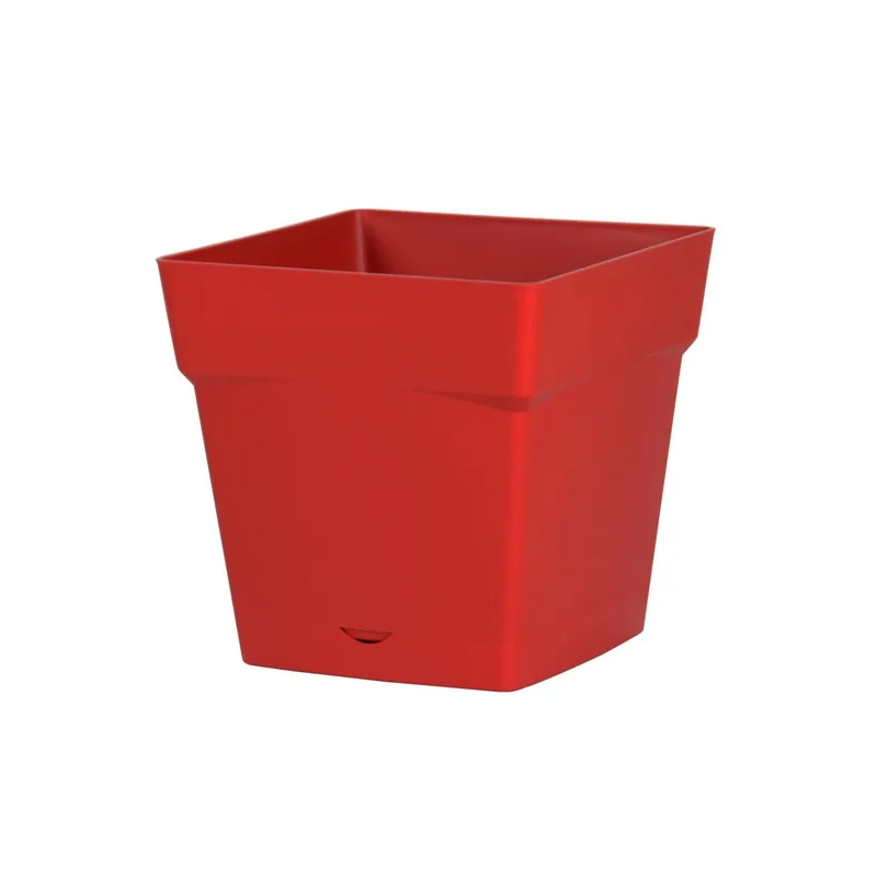 EDA - Pot carré Toscane avec réserve d'eau 3,4L - 18x18cm rouge rubis