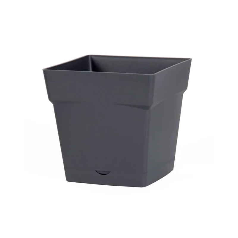 EDA - Pot carré Toscane avec réserve d'eau 3,4L - 18x18cm anthracite