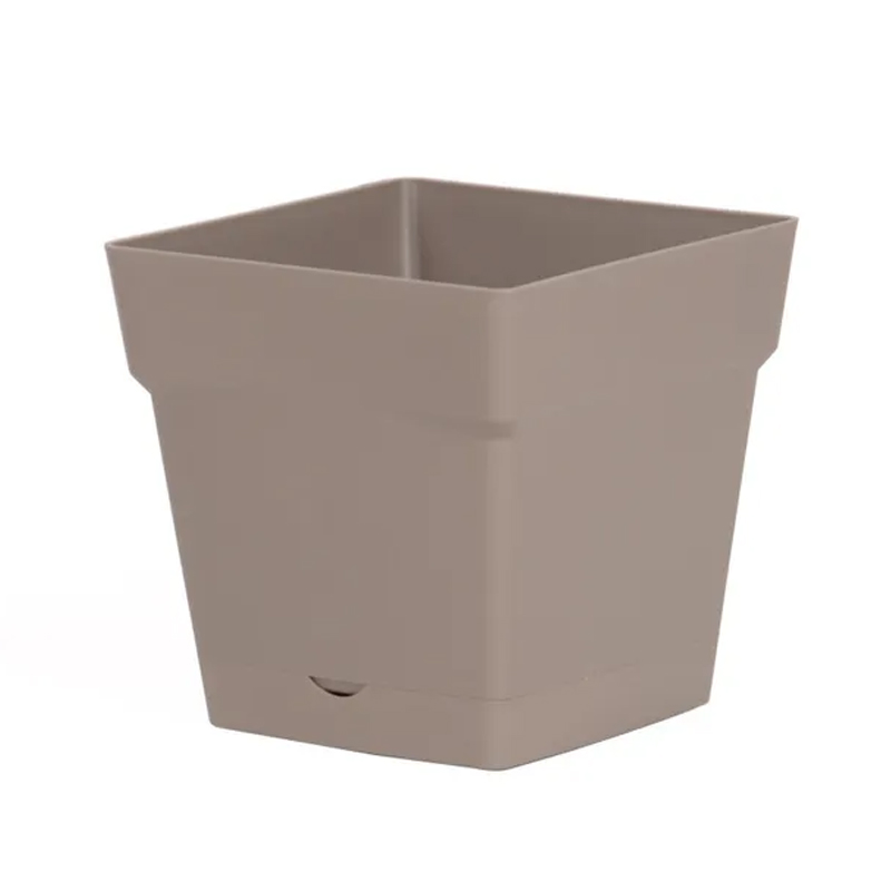 EDA - Pot carré Toscane avec réserve d'eau 10,2L - 25x25cm taupe