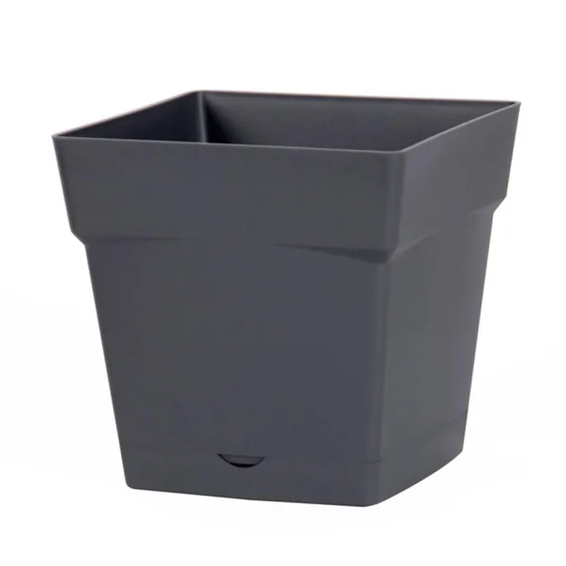 EDA - Pot carré Toscane avec réserve d'eau 10,2L - 25x25cm anthracite