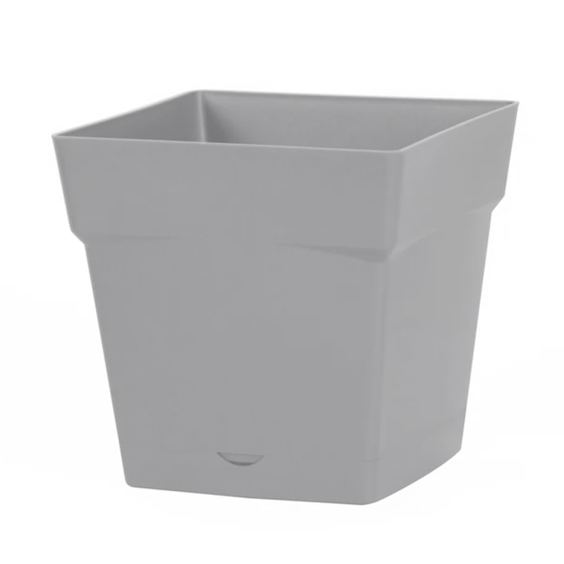 EDA - Pot carré Toscane avec réserve d'eau 10,2L - 25x25cm gris béton