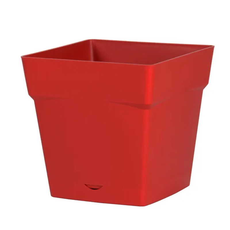 EDA - Pot carré Toscane avec réserve d'eau 10,2L - 25x25cm rouge rubis