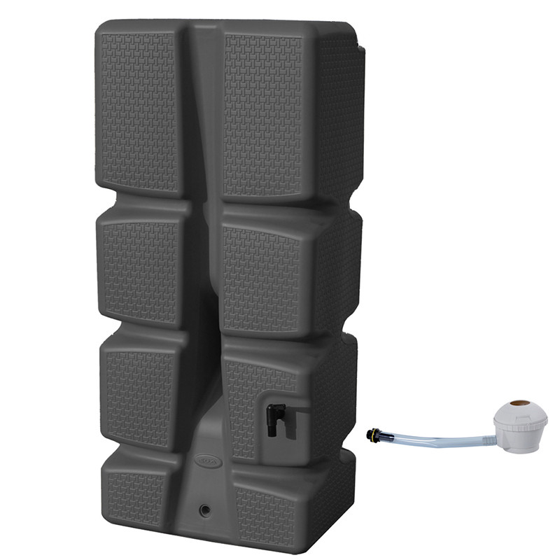 EDA Plastiques - Récupérateur d'eau de pluie + Kit collecteur - 310L - Décor tressé