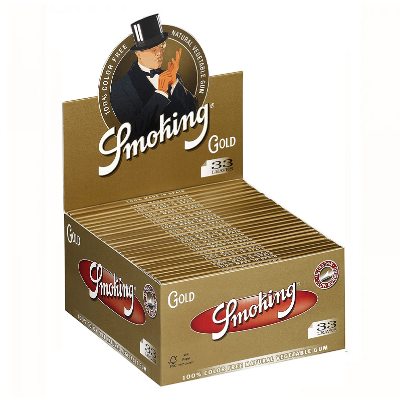 Fumo - Scatola di 50 libretti da 33 fogli Slim Gold (33F/libretto)