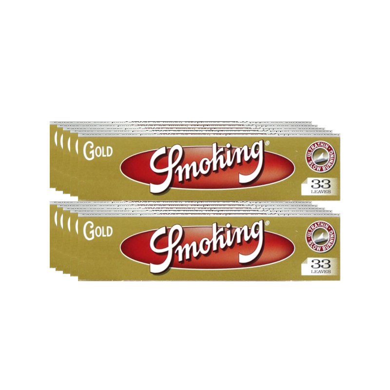 Lot De 10 Carnets Smoking Feuilles Slim Gold (33F/Carnet)