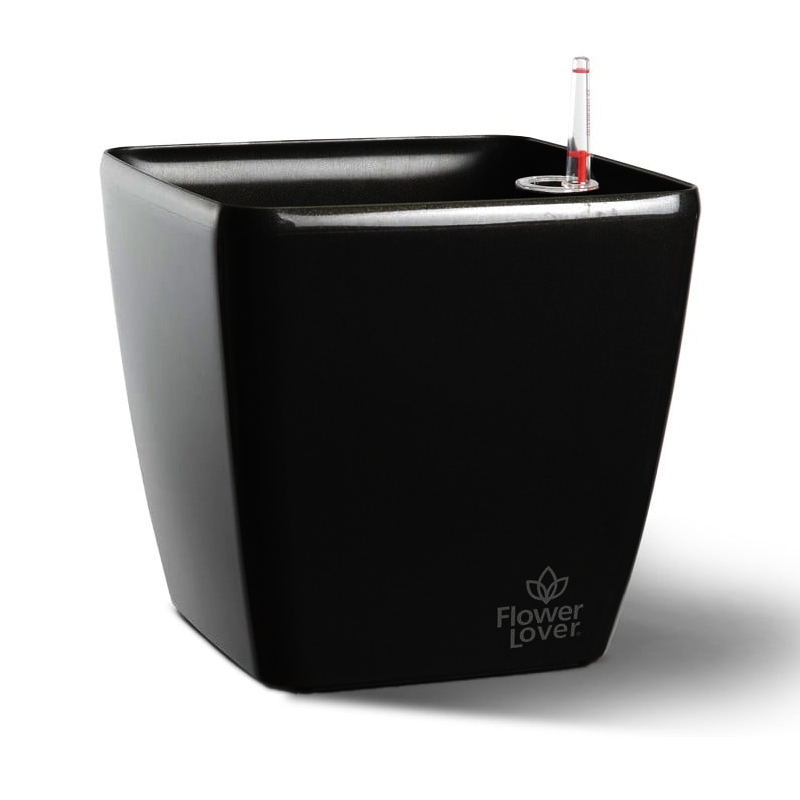 Flower Lover - Quadrato zelfbevruchtende pot - 18x18x17cm - Zwart