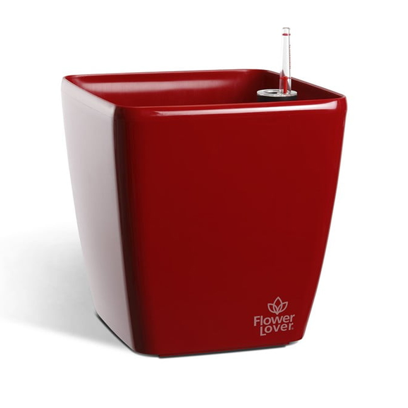 Flower Lover - Vaso auto-irrigante Quadrato - 18x18x17cm - Rosso