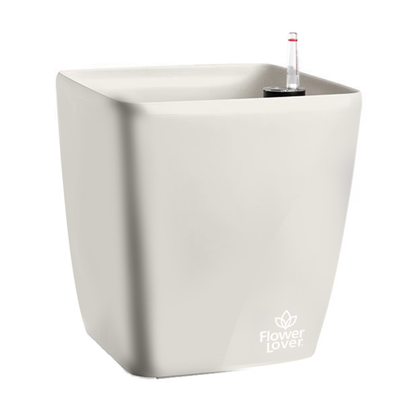 Flower Lover - Vaso autoirrigante Quadrato - 34x34x32cm - Bianco