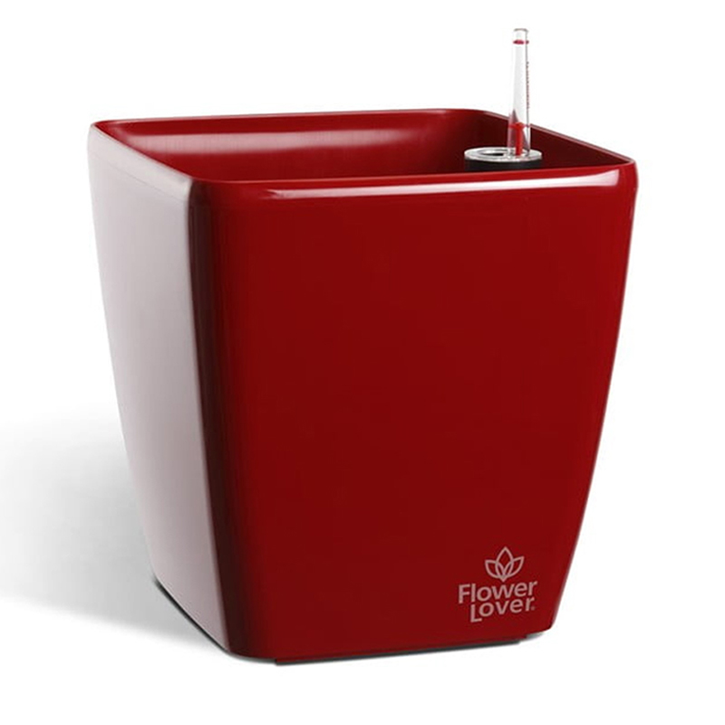 Flower Lover - Vaso auto-irrigante Quadrato - 34x34x32cm - rosso