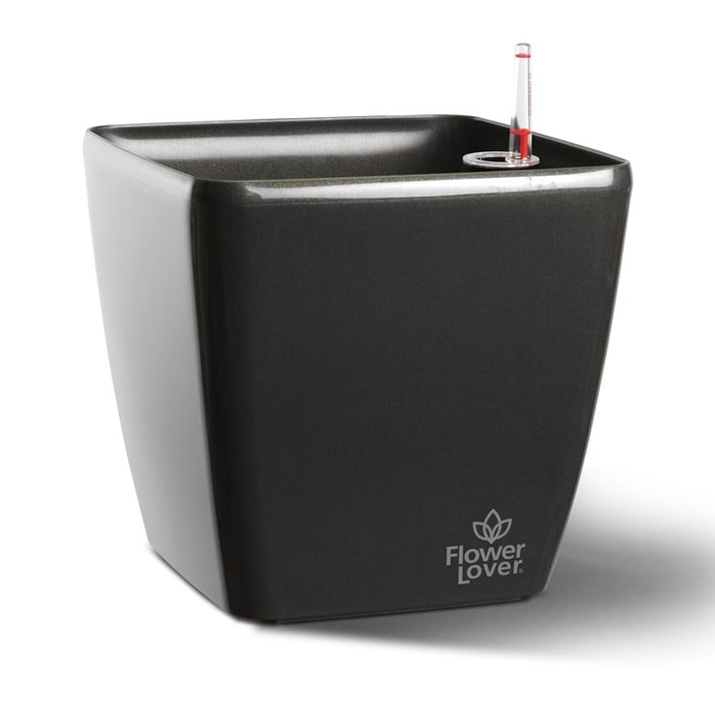 Flower Lover - Vaso autoirrigante Quadrato - 22x22x21cm - Antracite