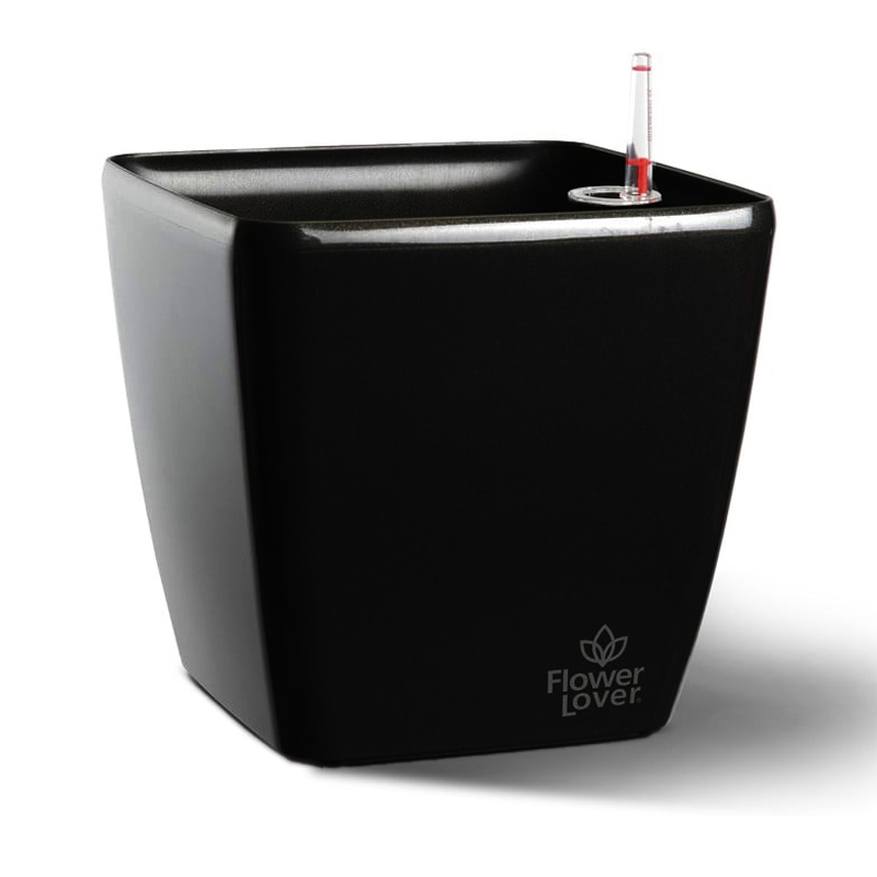 Flower Lover - Vaso autoirrigante Quadrato - 22x22x21cm - Nero