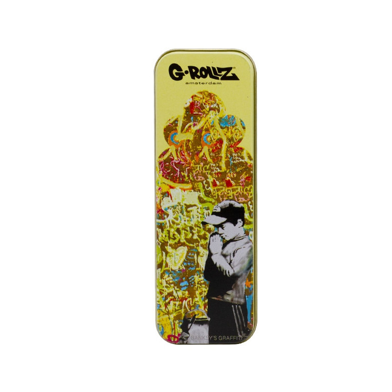 G-Rollz - Boite métal - Banksy's Graf - Jaune prière - 12x4x2.5cm