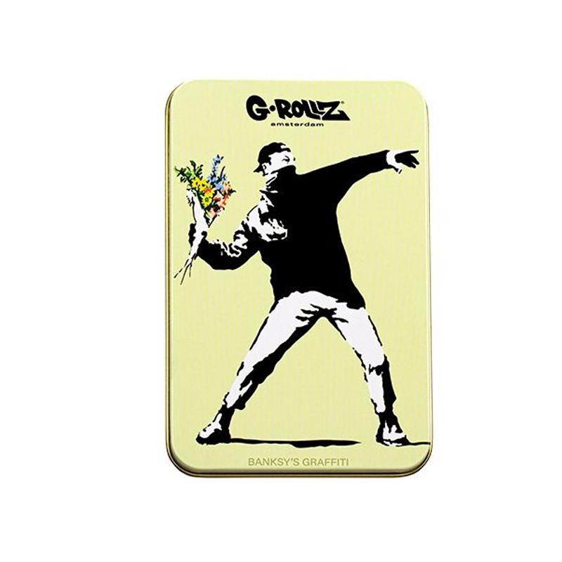 G-Rollz - Boite métal - Banksy's Graf - Large - Flower Thrower - 13,5x8,5x3cm