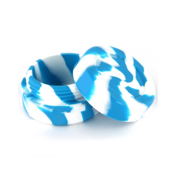 Scatola in silicone diametro 3,6 cm blu e bianco