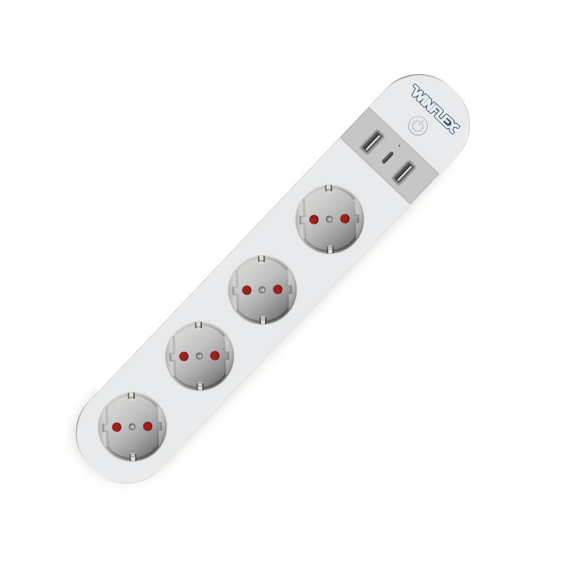 Winflex - Multiprise connectée - 4 Blocs 16A + 2 USB3 + 1USB-C 3A